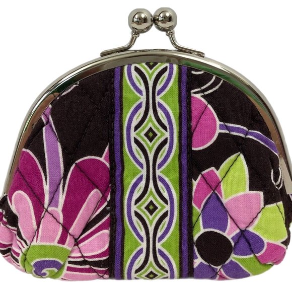 Vera Bradley Double Kiss Coin Purse in Purple Punch - Picture 2 of 3